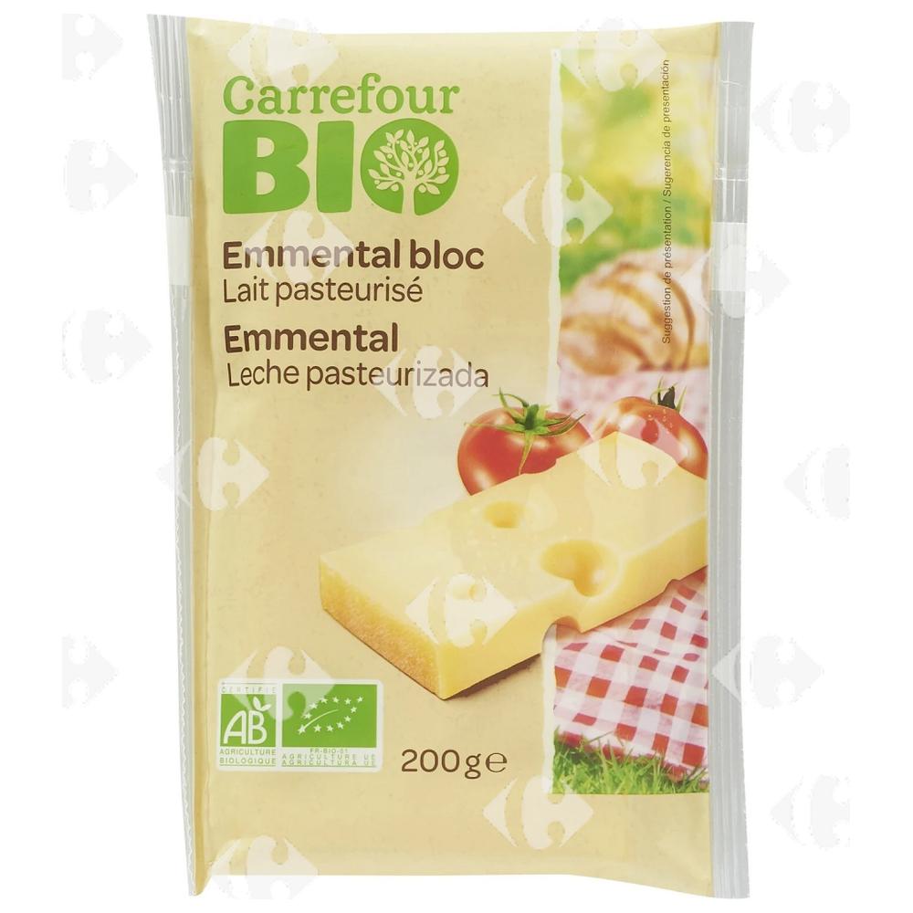 [665973] Emmental Bloc Bio au Lait Pasteurisé Carrefour Bio 200g