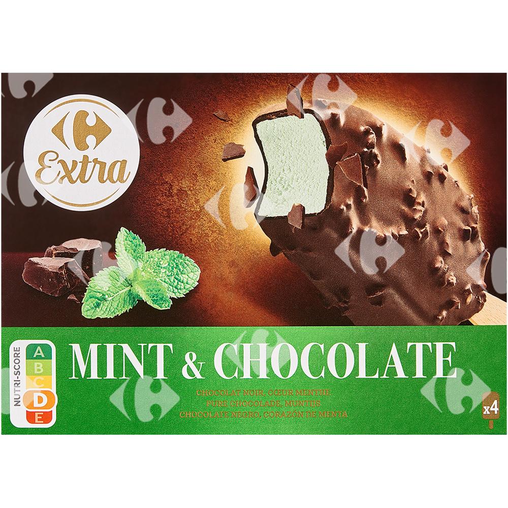Bâtonnets Glace Menthe Choco Carrefour 4x290 g.