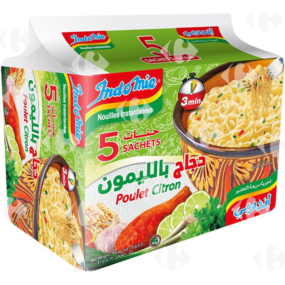 [681189] Nouilles Saveur Poulet Citron Indomie 5x75g