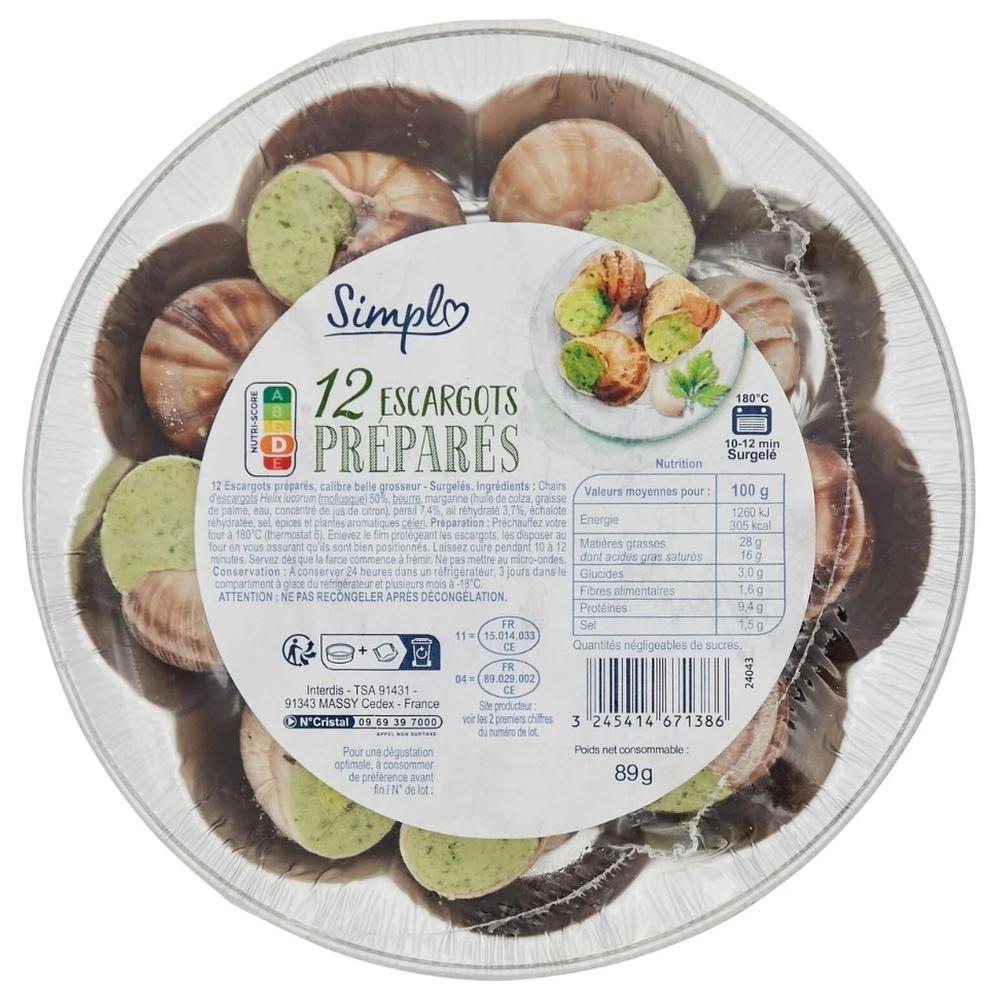 [224300] Escargots Lucorum Belle Grosseur Carrefour Discount 12 pièces