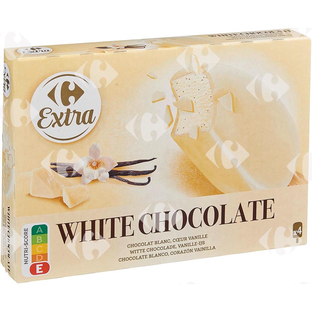 Bâtonnets Glace Vanille Chocolat Blanc Carrefour 4x110ml.