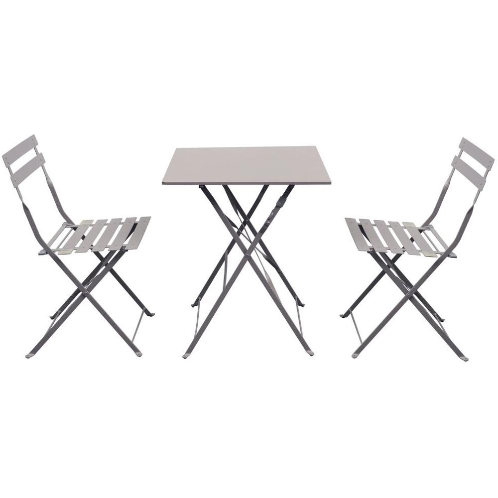 [660120] Table avec 2 Chaises en Acier avec Traitement Anti-Corrosion