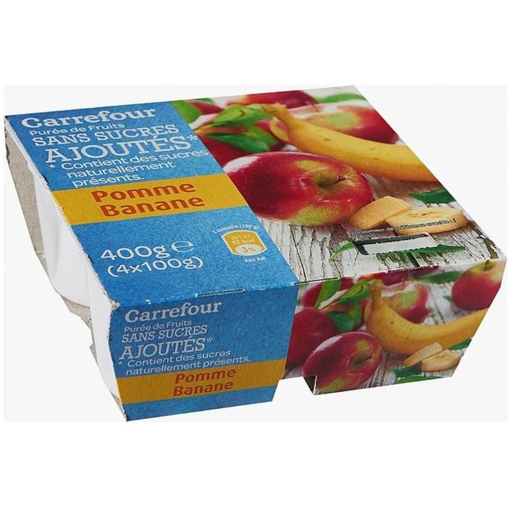[704827] Compote Pomme Banane sans Sucres Carrefour 4x100g