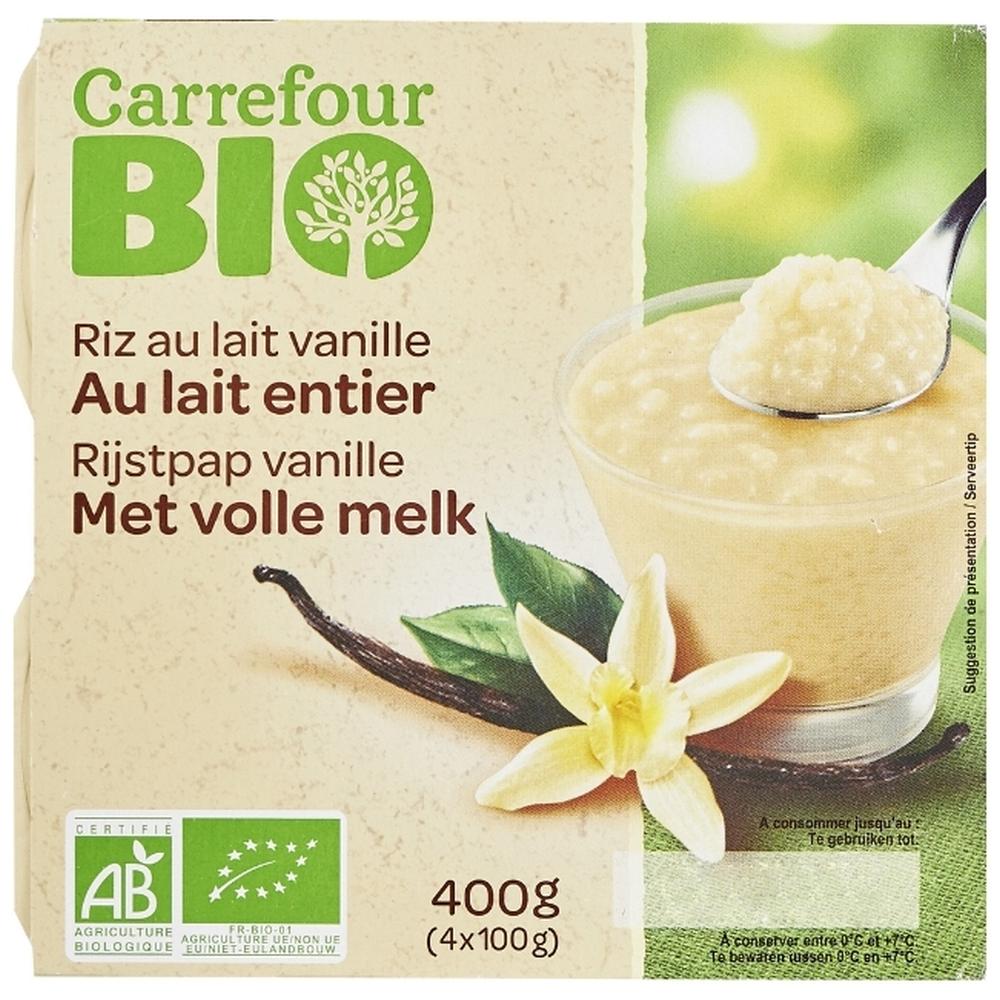 [531974] Riz au Lait Vanille Carrefour Bio 100g 4 unités.