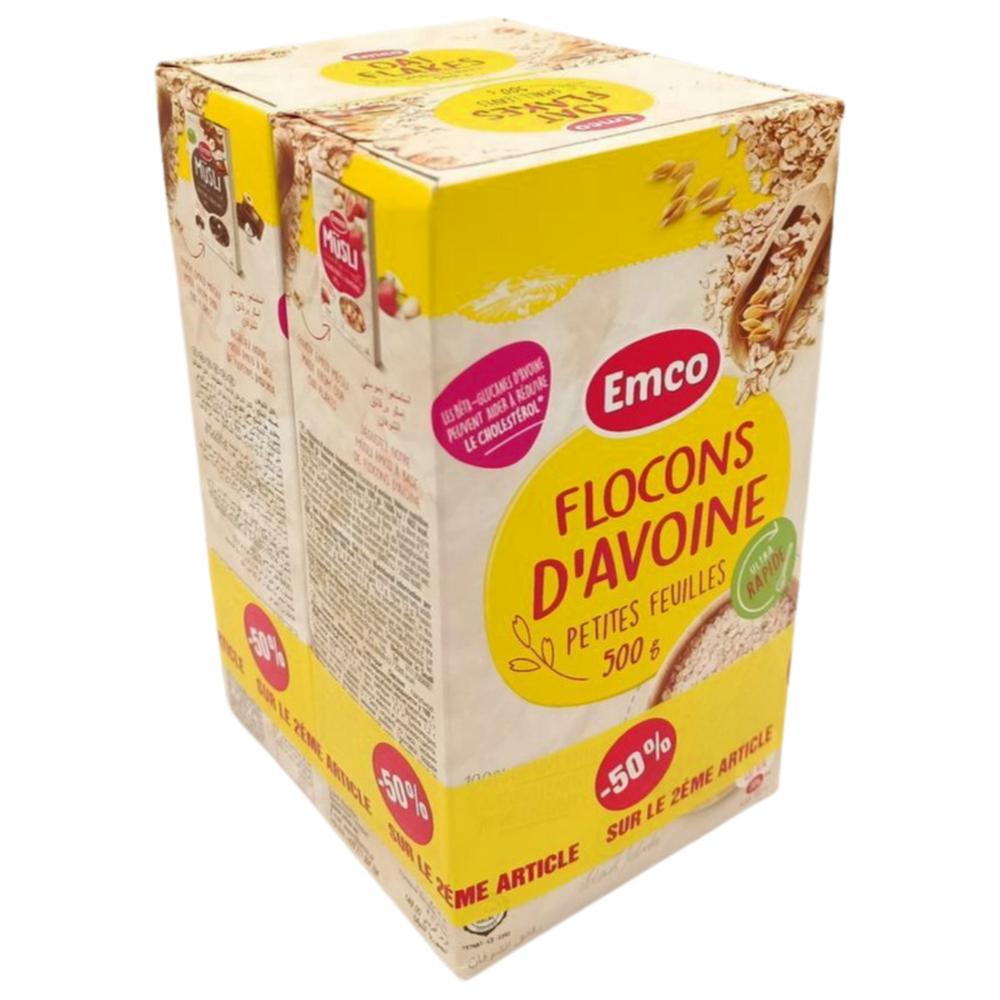 Lot de Flocons d'Avoine Petites Feuilles Emco 500g 2 unités (2ème à -50%).