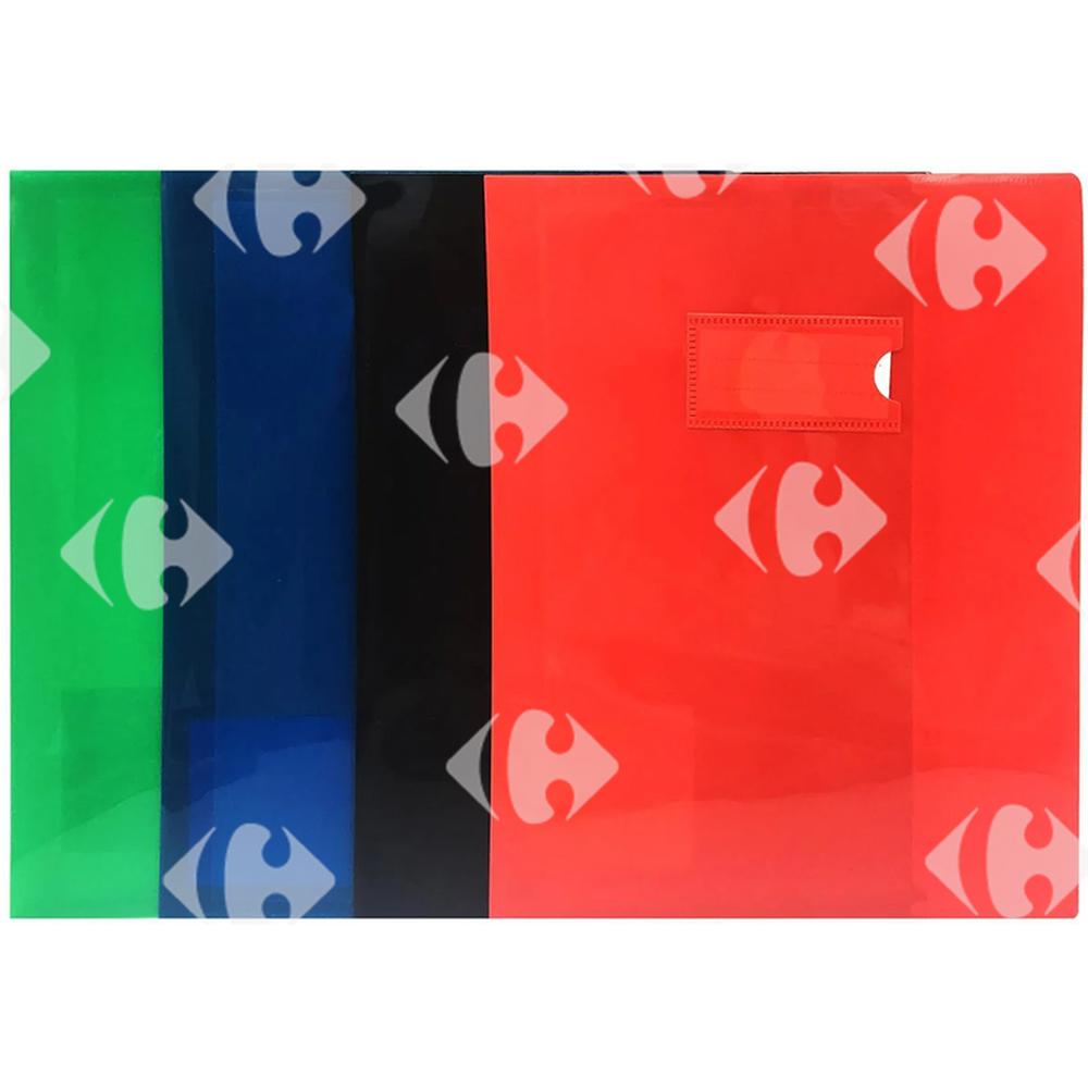 [699200] Protège-Cahier Polypropylène 4 Coloris Assortis Carrefour 24x32cm