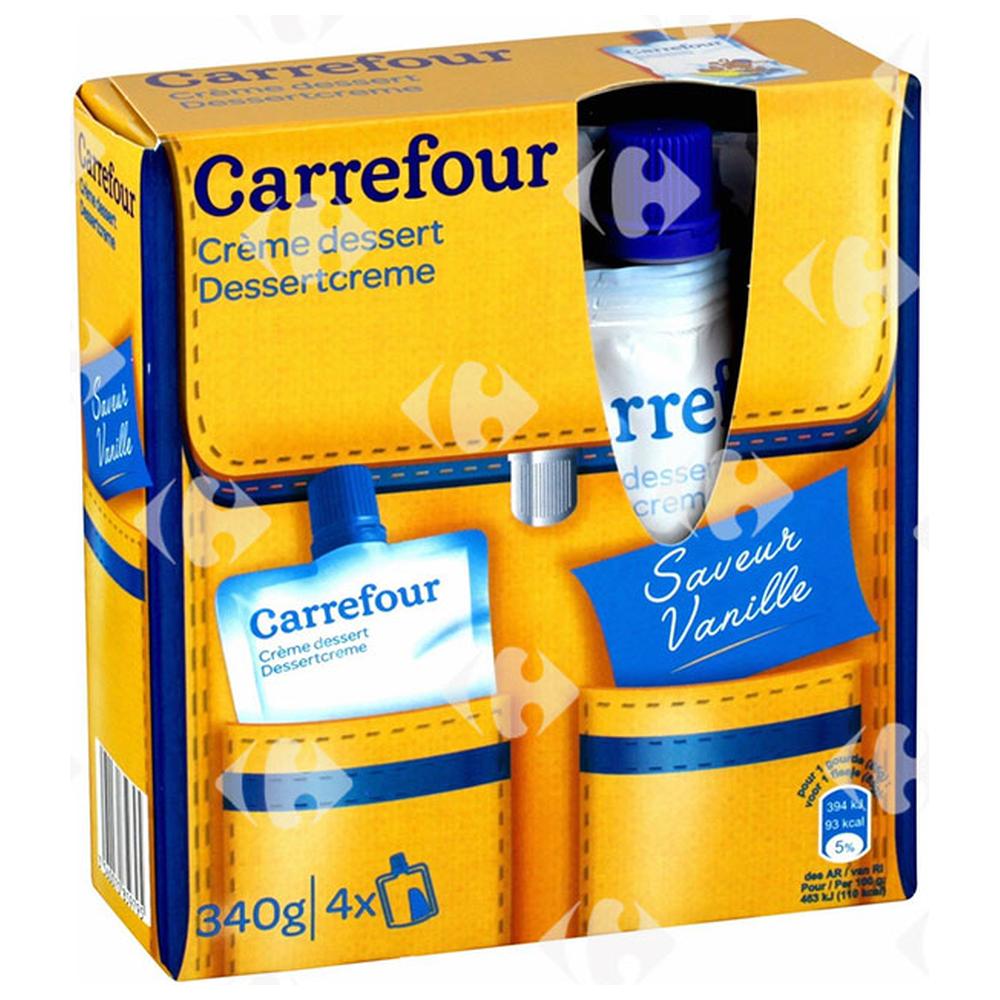 [656639] Crème Dessert Vanille en Gourde Carrefour 85g 4 unités