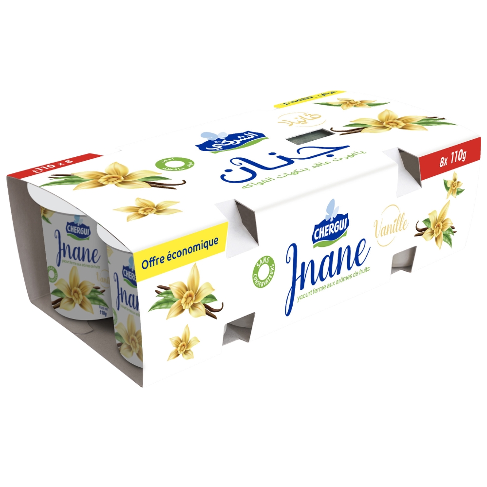 [545438] Pack Yaourt à La Cuillère Éco Vanille Jnane Chergui 8 unités 110g