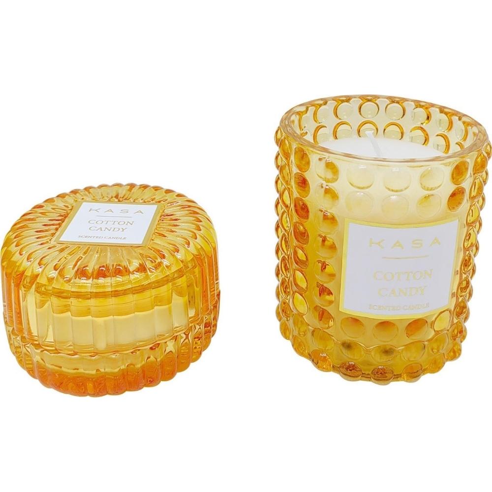 Lot de 2 Bougies en Verre Jaune Cotton Candy Kasa 21 x 15 cm