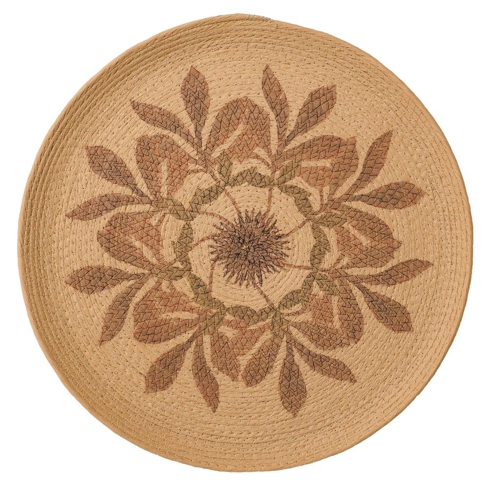 [721755] Décoration Murale Ronde Fleur Rouge en Corde Kasa 60 cm
