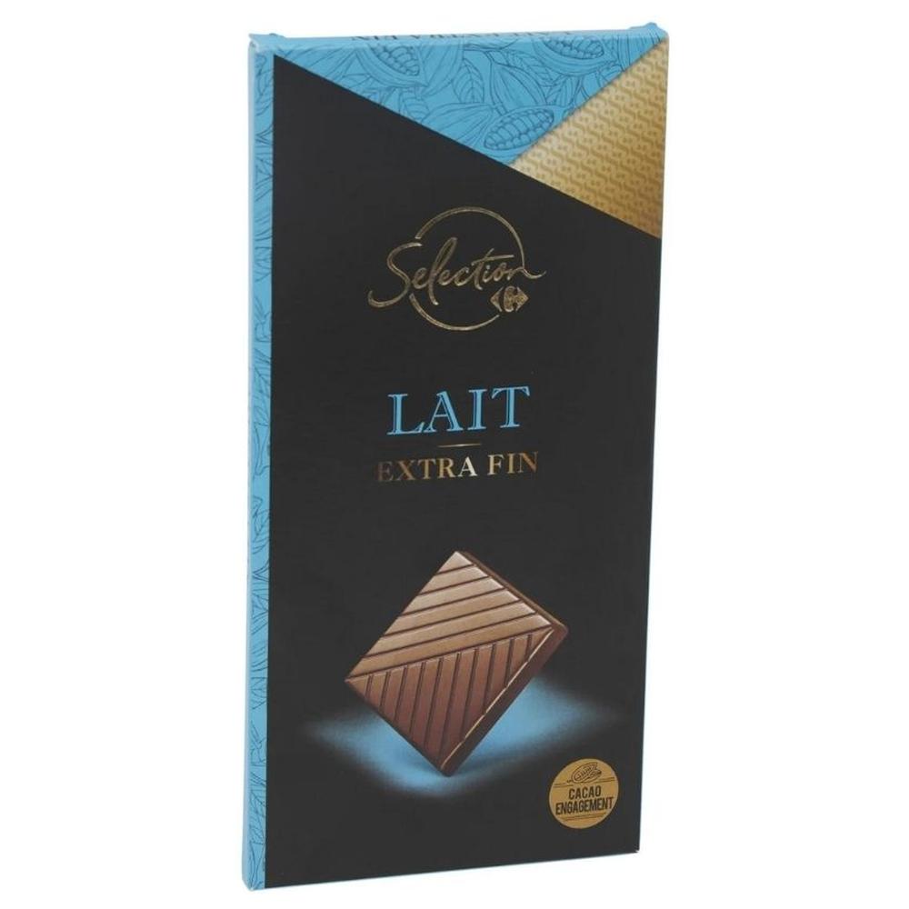 [189308] Tablette de chocolat au lait extra fin Carrefour Selection 100g
