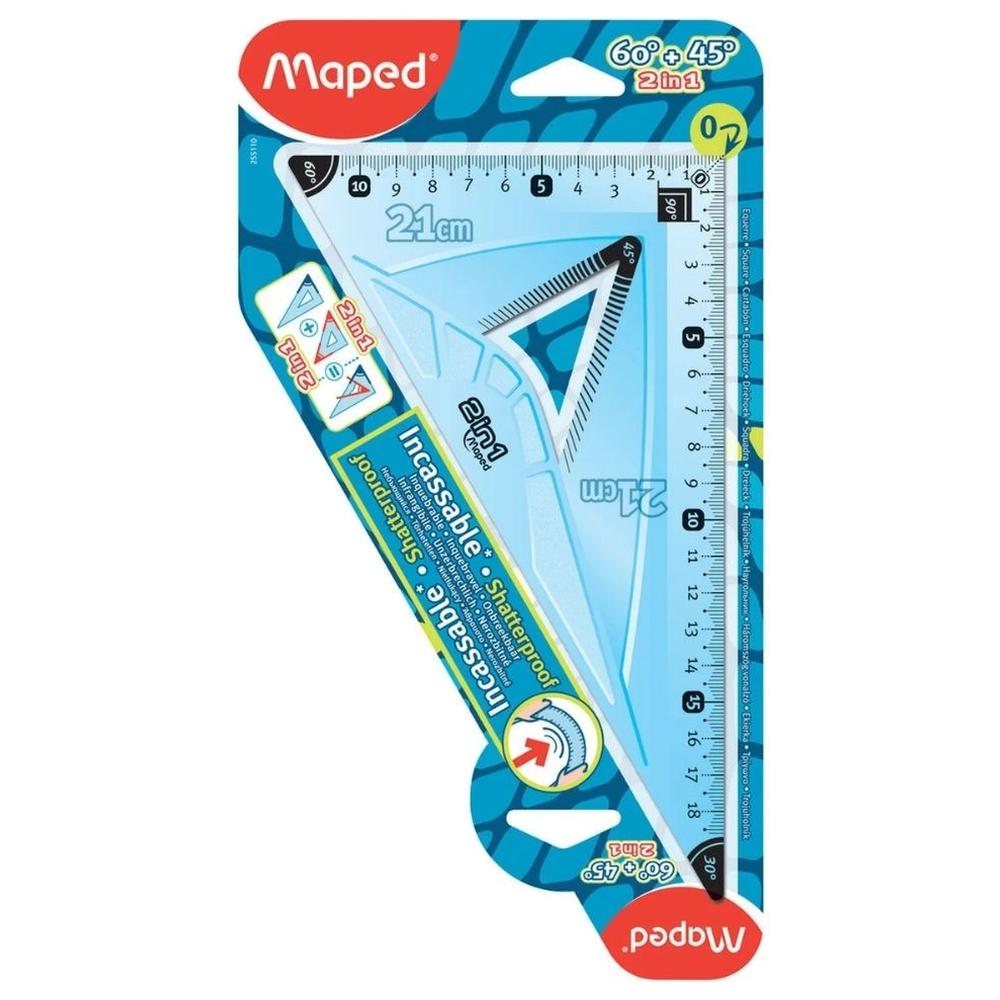 [370115] Equerre Incassable et Flexible en Plastique 60°+ 45° 21cm 2en1 Maped