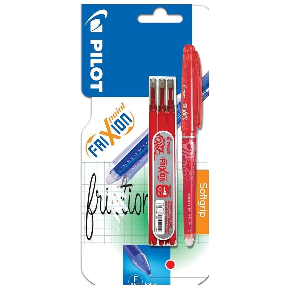 [370500] Stylo Roller Effaçable Frixion Point Encre Rouge de 3 Recharges Rouges