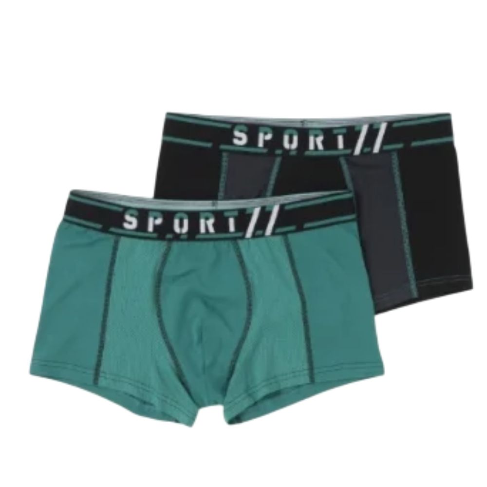 [690340] Lot 2 Boxers Homme Sport Vert