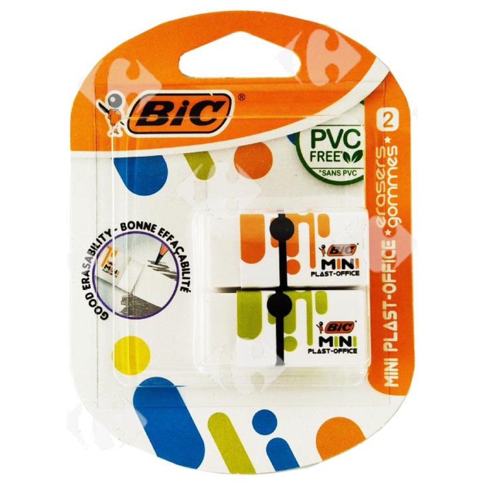 Gomme Mini Plast Office Blanc Bic 2 unités