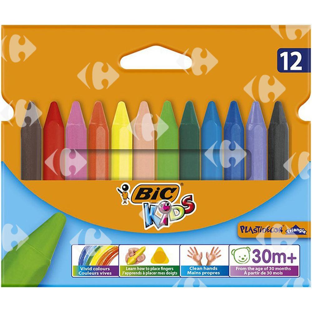 [70886] Plastidecor Triangle Craies de Coloriage Couleurs Assorties 12 unités