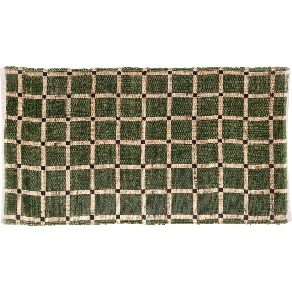 Tapis Jute Carrés Verts Kasa 90x150cm