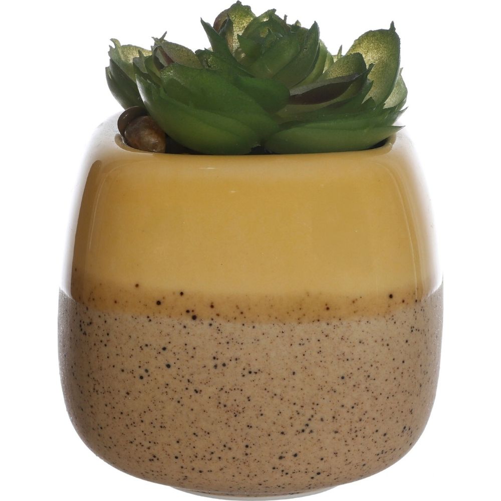 [730729] Pot Jaune Beige Plante Artificielle Kasa 9x6cm