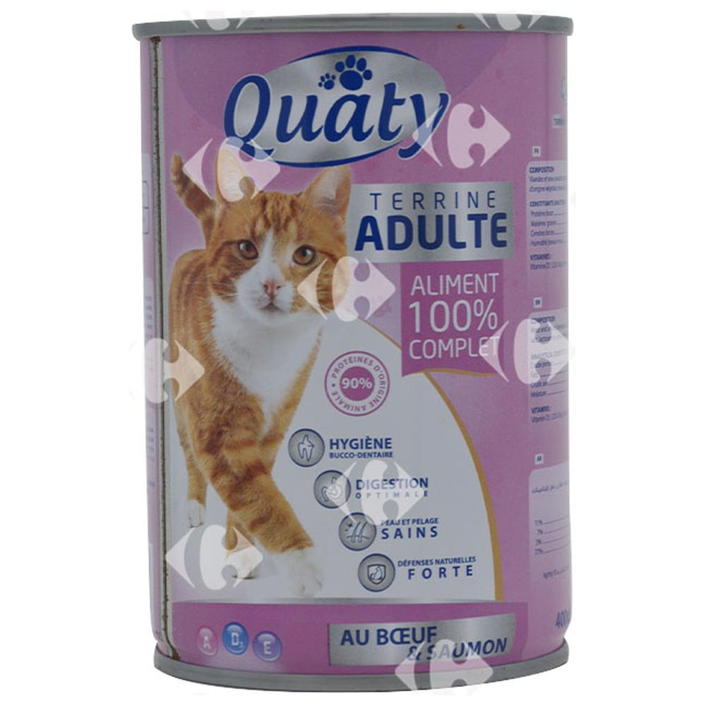 [657620] Terrine au Bœuf et au Saumon pour Chats Quaty 400g