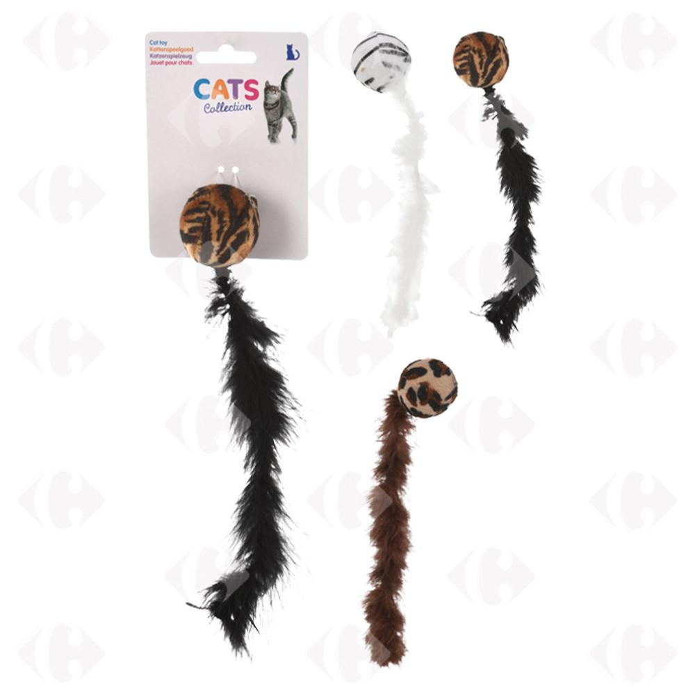 Jouet Balle avec Plume pour Chats (couleur aléatoire)