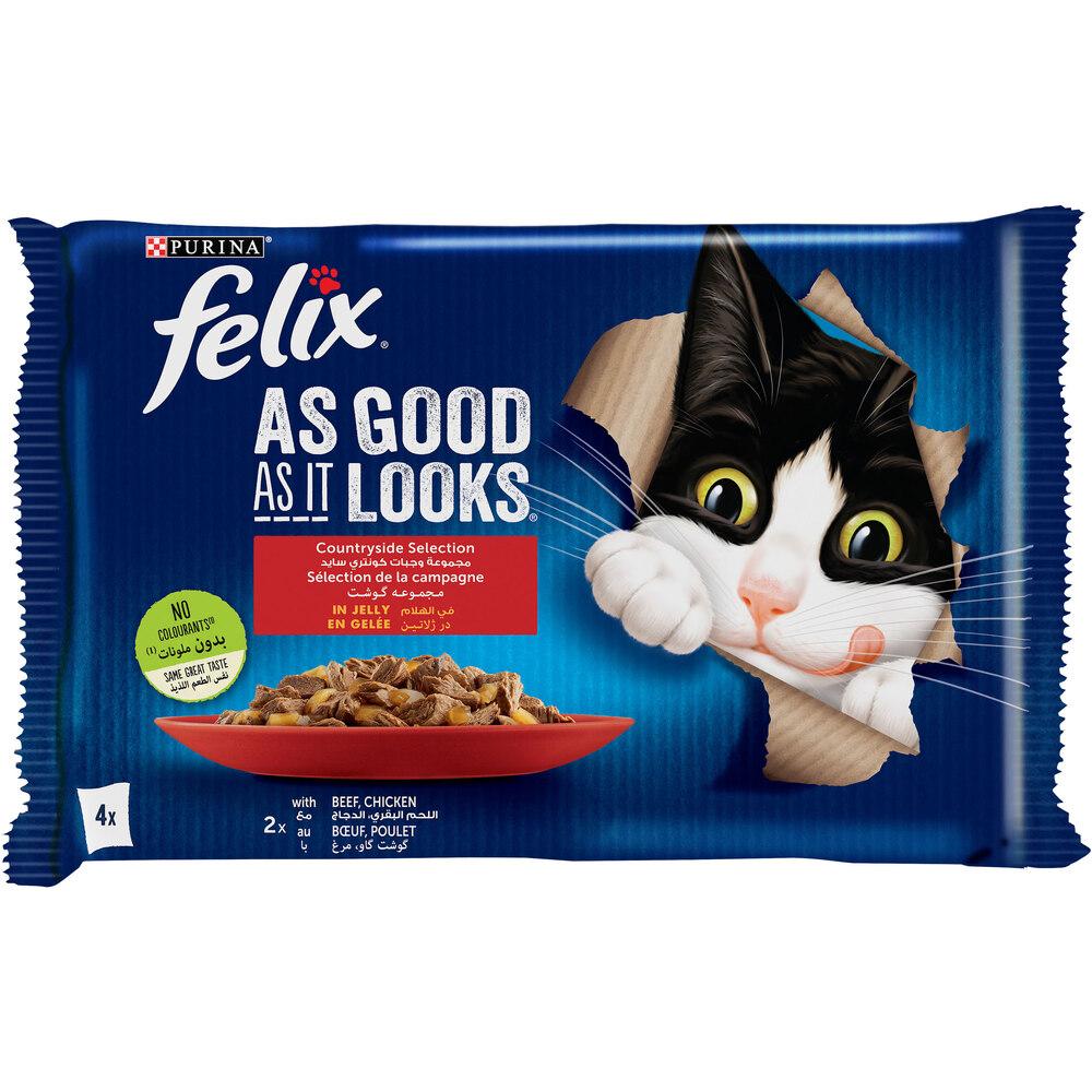Pochons Chat Bœuf Felix 85g 4 unités