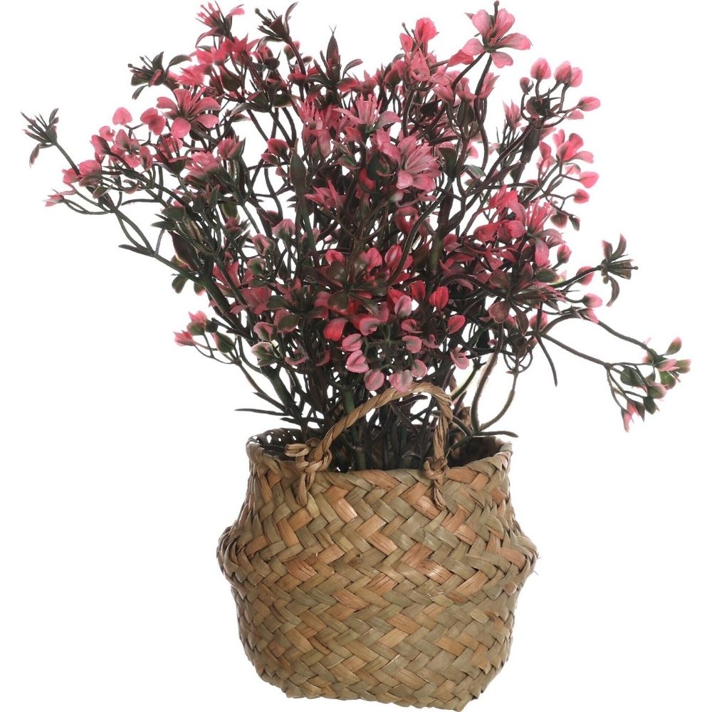 [730671] Pot Herbe Marine Fleur Rose Artificielle Kasa 25cm