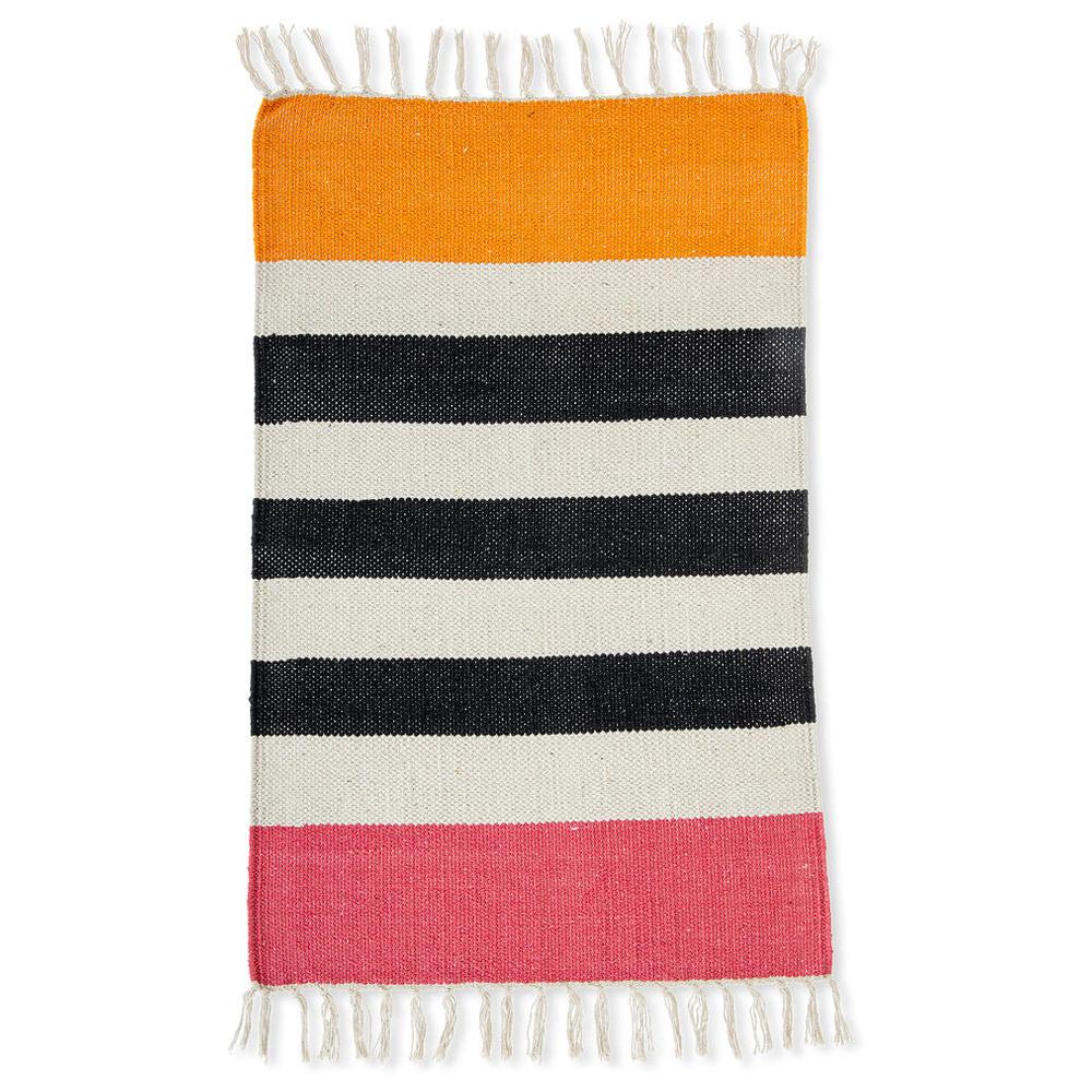 [711321] Tapis Rayures Horizontales Noir et Blanc 60x90cm