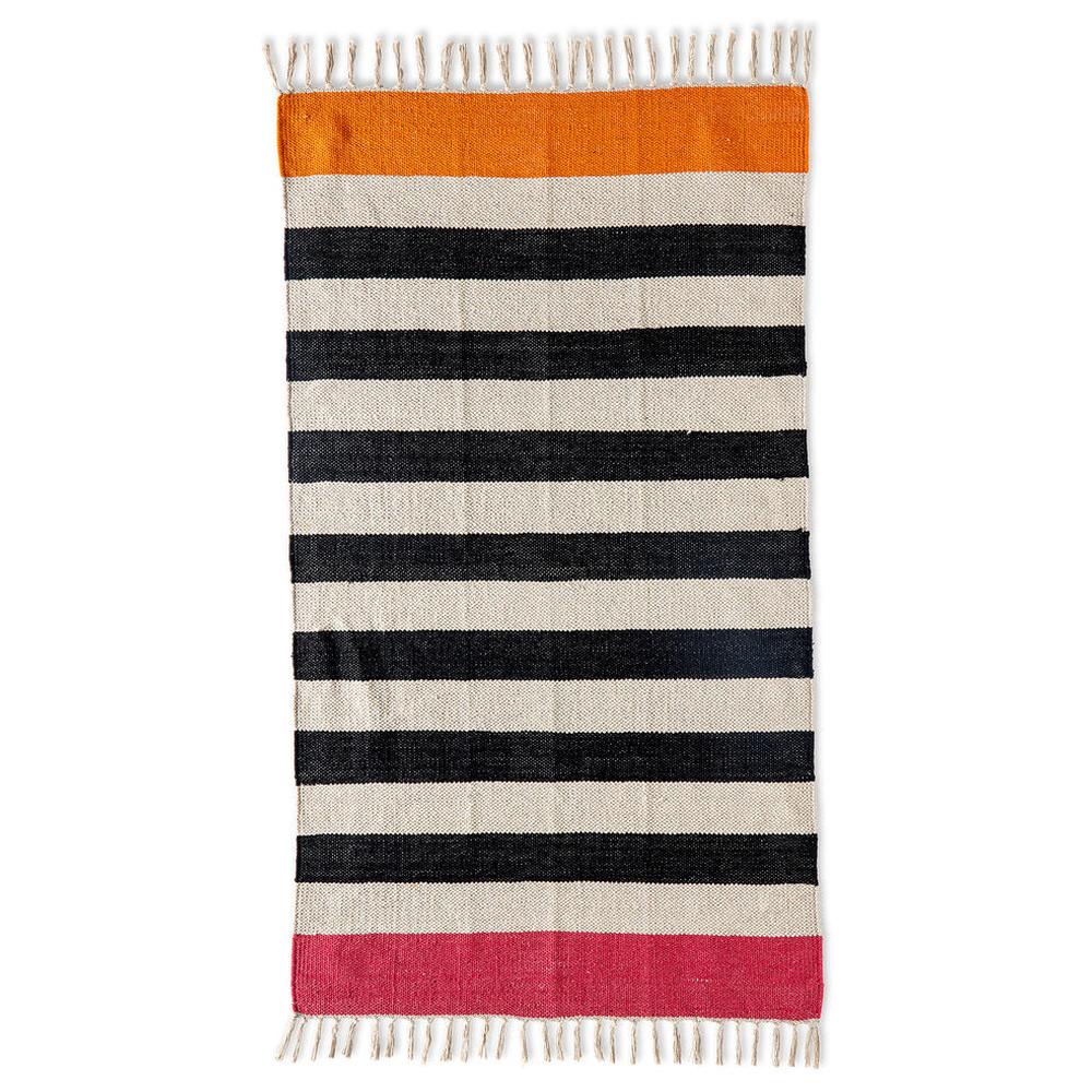 Tapis Rayures Horizontales Noir et Blanc 90x150cm