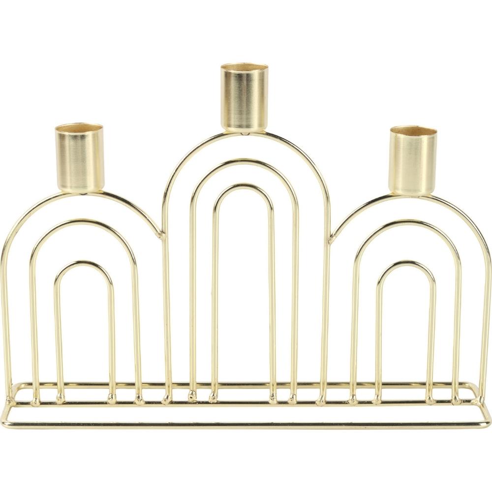 [722703] Chandelier en Métal Doré Triple Kasa 6x17x24 cm