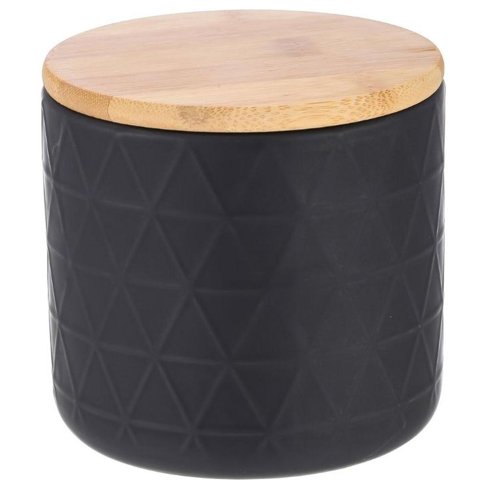 [723379] Boîte en Dolomite Cosy Noir avec Couvercle en Bambou Kasa 11x11cm