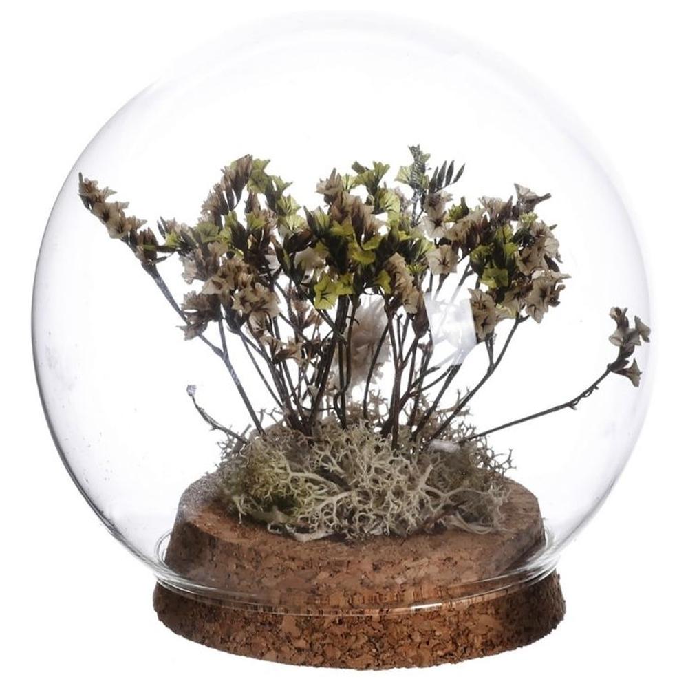 Globe Rond en Verre avec Fleurs Séchées Kasa 12cm
