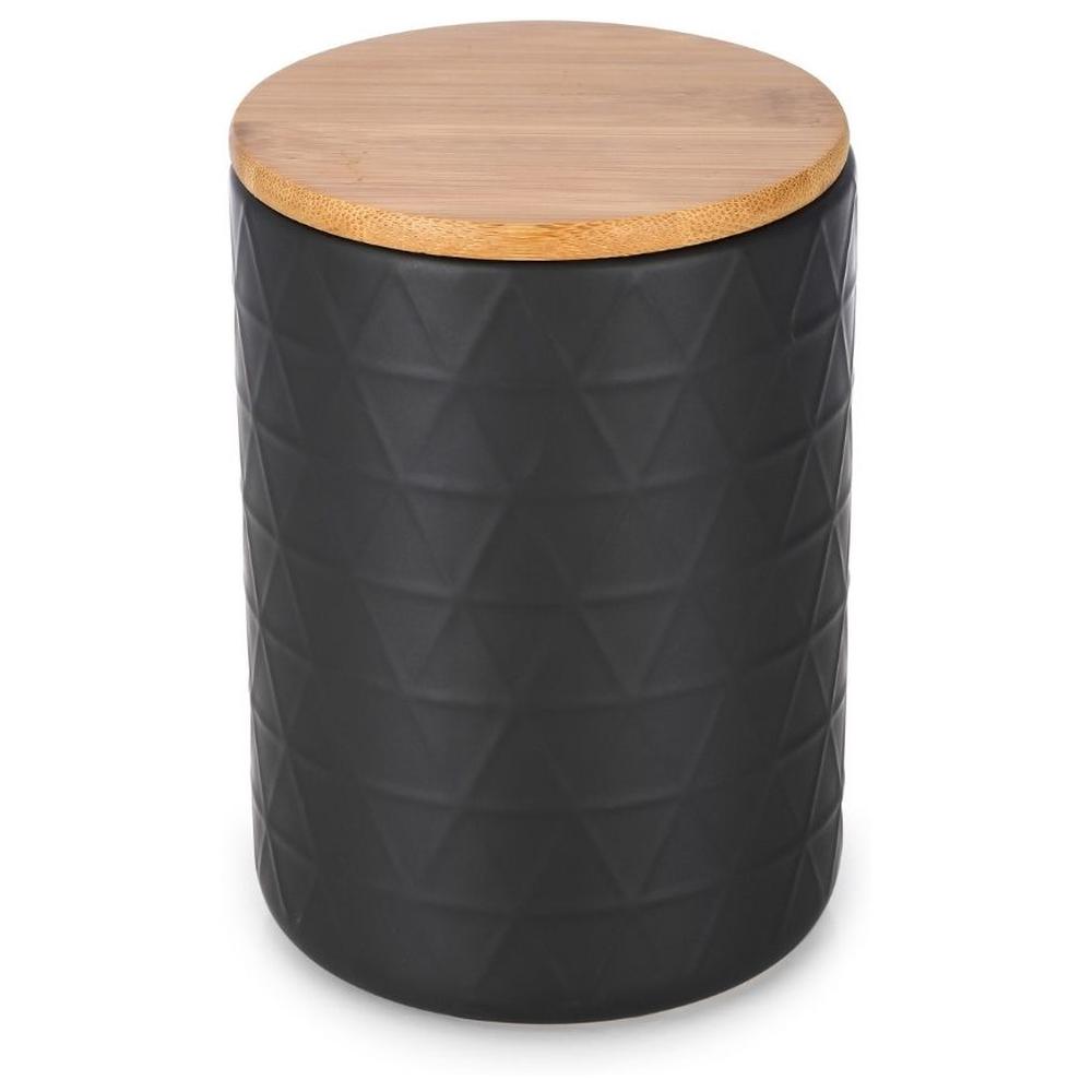 [723378] Boîte en Dolomite Cosy Noir avec Couvercle en Bambou Kasa 11x16cm