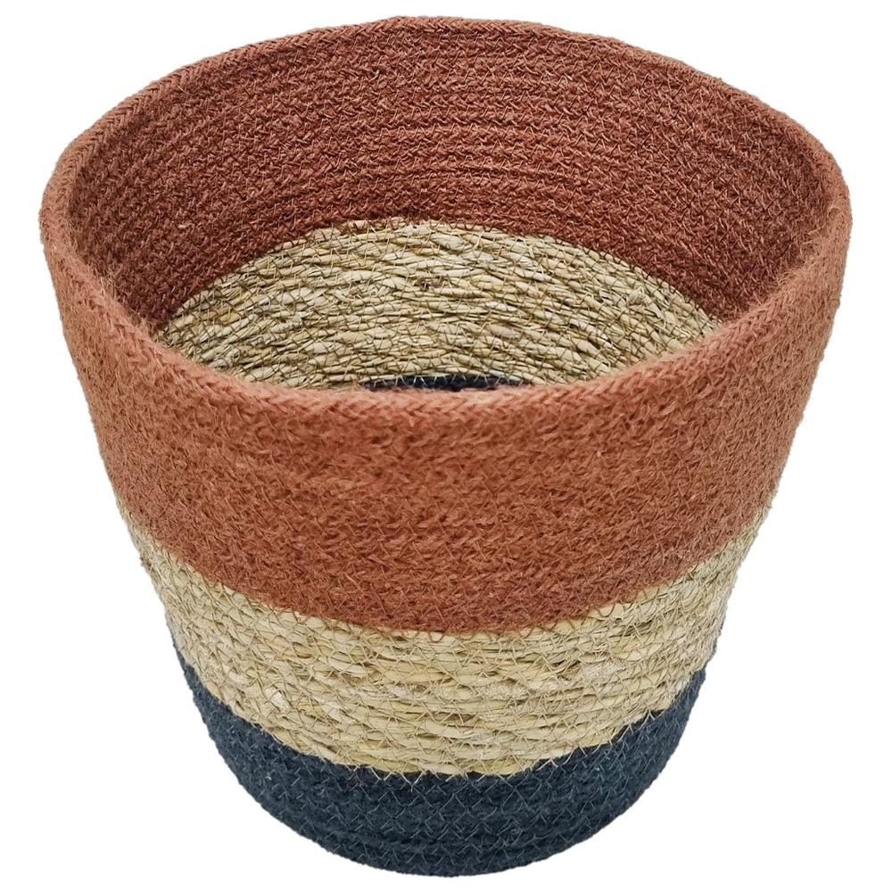 Panier à Bandes Bleu/Rouge/Écru Grande Jute Kasa