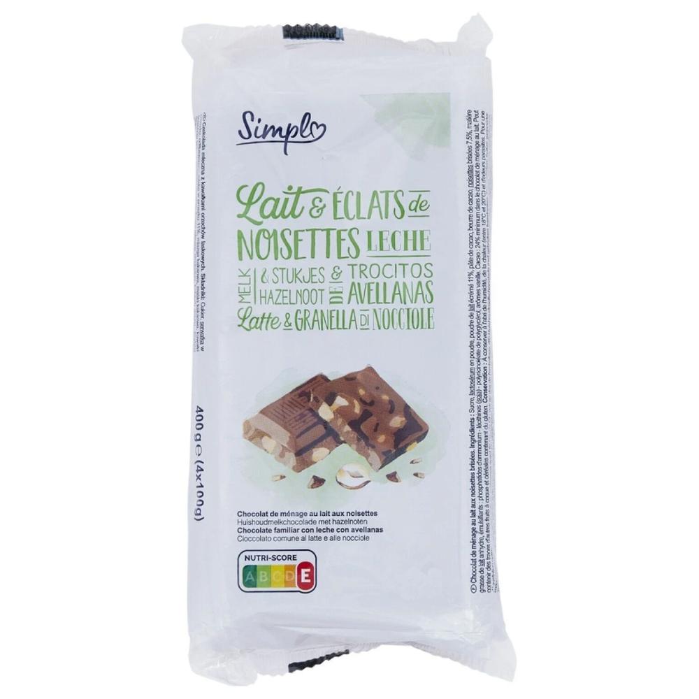 [457916] Tablette Chocolat Lait aux Noisettes Carrefour Blanc 100g