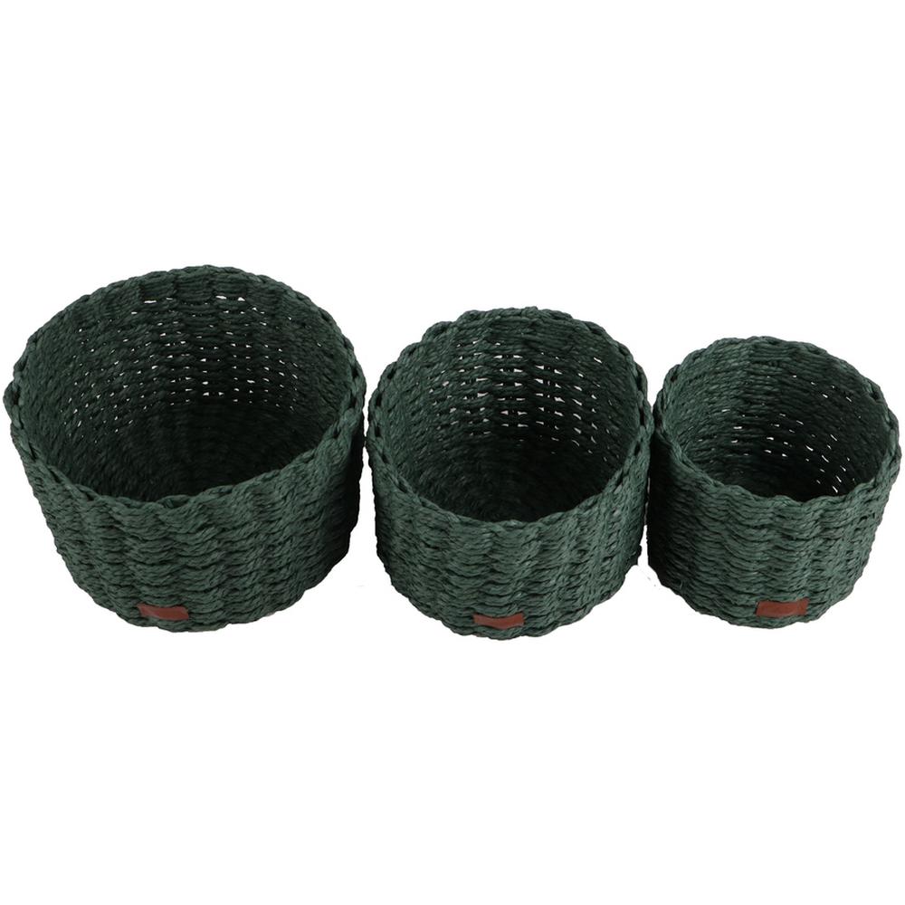 [711768] Set 3 Paniers Ronds Vert Palermo Kasa