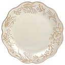 Assiette Kasa en Porcelaine Présentation Grise Bord Fleurs 26cm
