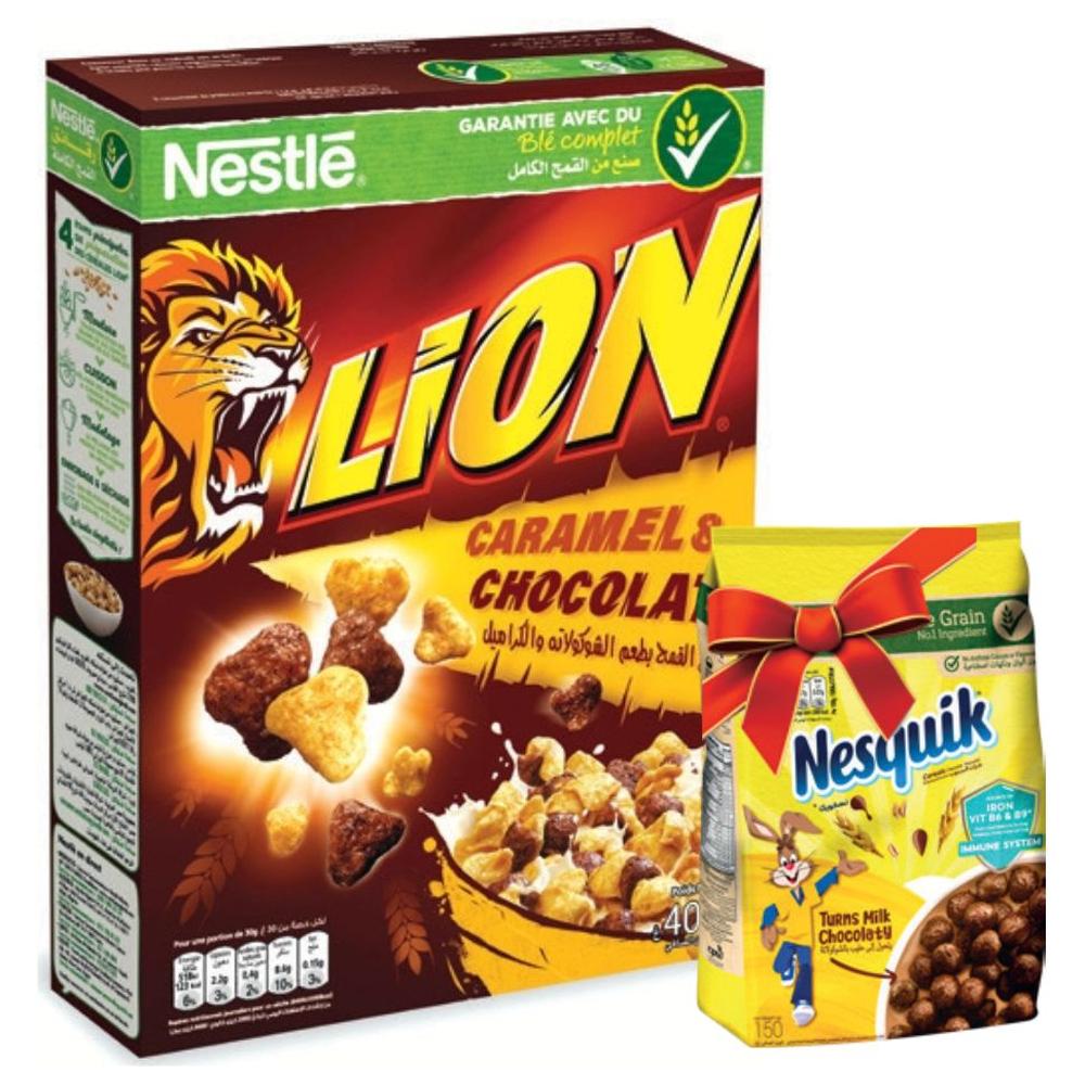 Lot Céréales Nestlé Lion 400g avec Nesquik 150g Offert