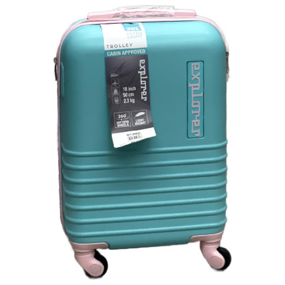 [706298] Valise Rétro 4 Roues Bleu Ciel Explorer Petit Modèle 50cm 2,3kg