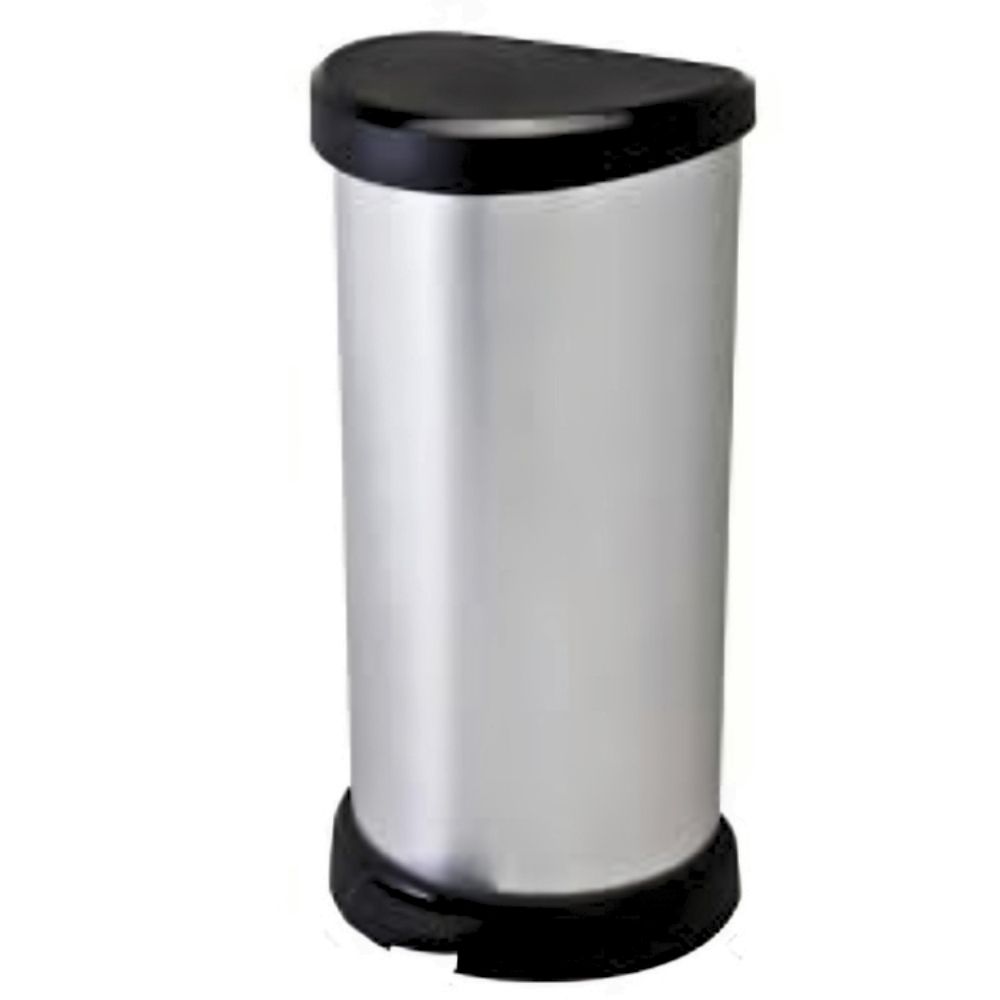 Poubelle à Pédale Deco Ovale Argenté Curver 40 L