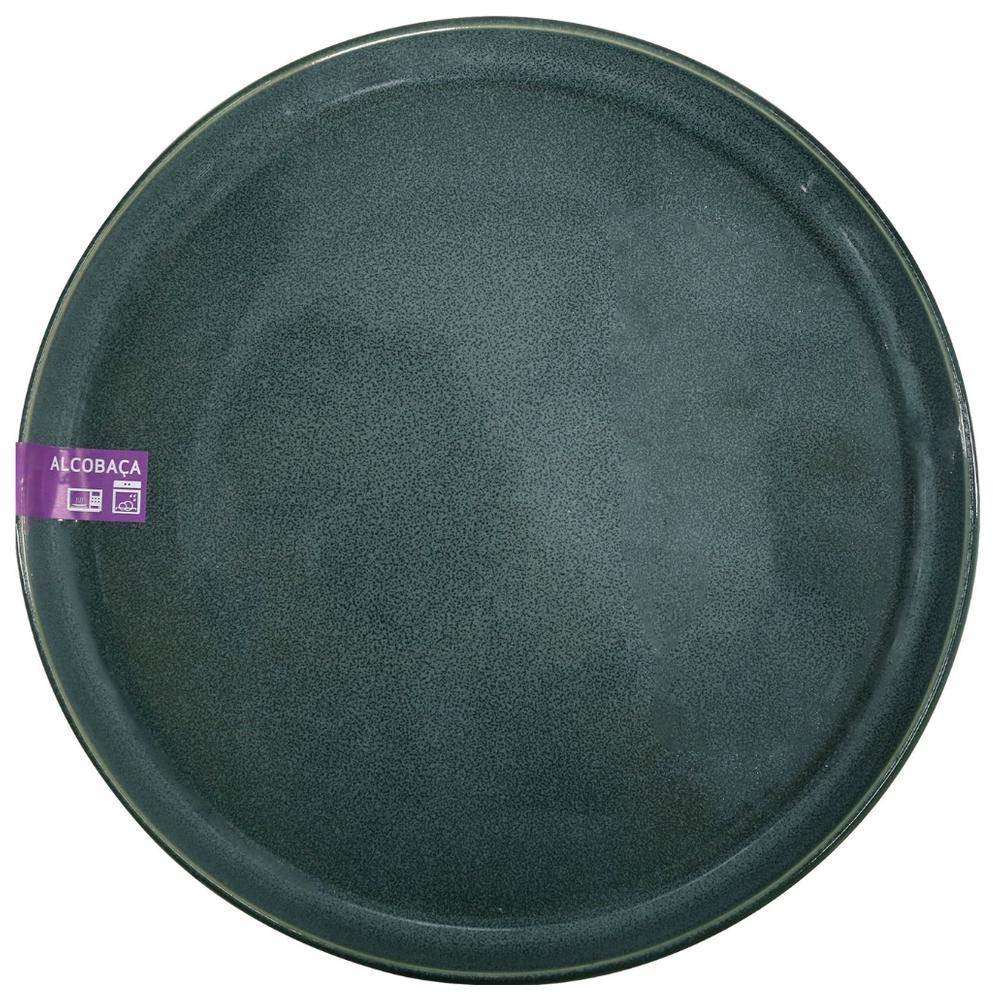 [722657] Assiette Plate Porcelaine Verte Gravée Alcobaça Kasa 27 cm