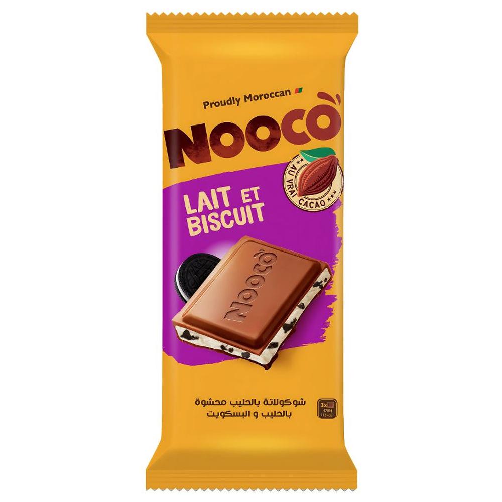 [719896] Tablette de Chocolat au Lait Fourrée Biscuit Nooco 95g