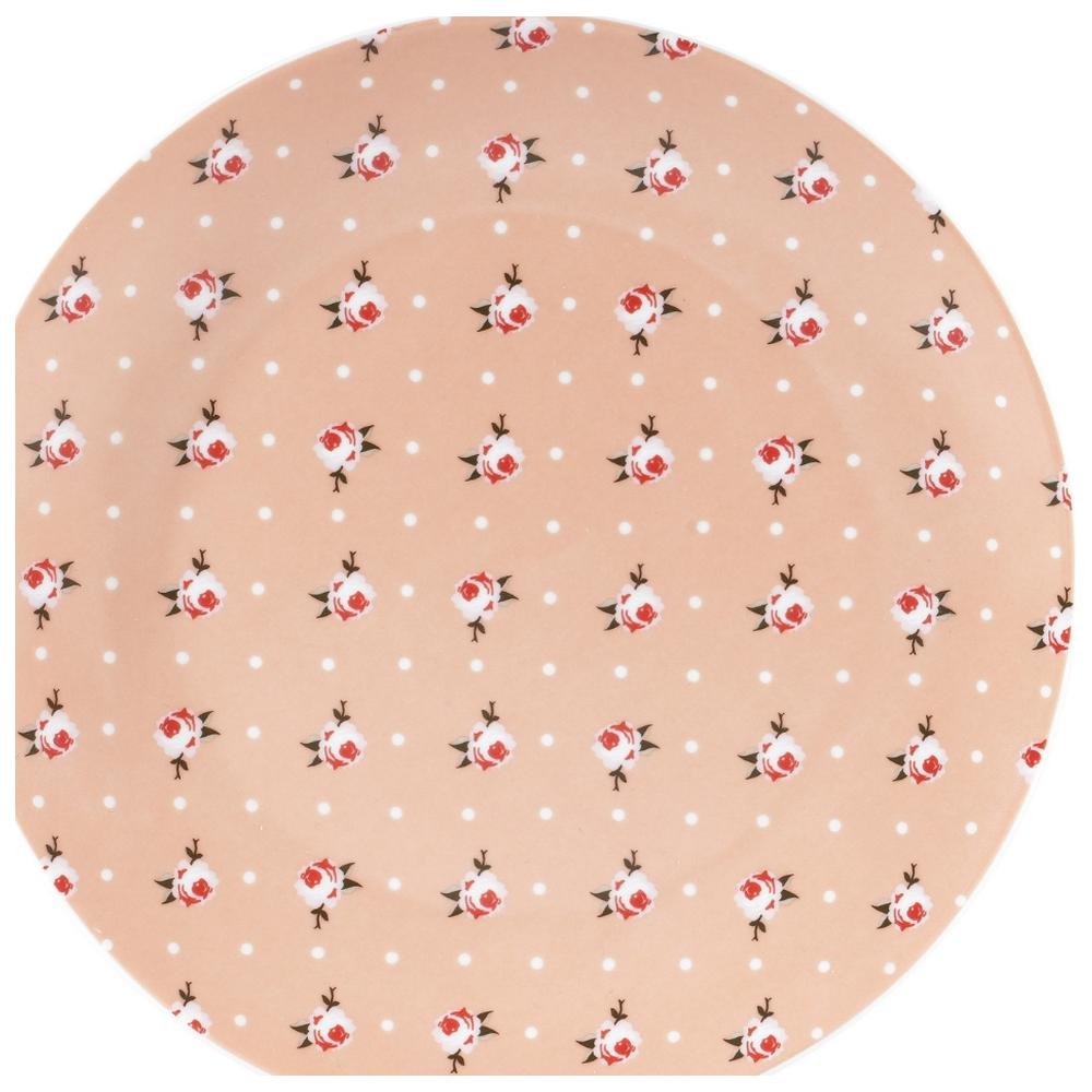 [722669] Assiette à Dessert en Porcelaine Rose Fleurs Kasa 19 cm