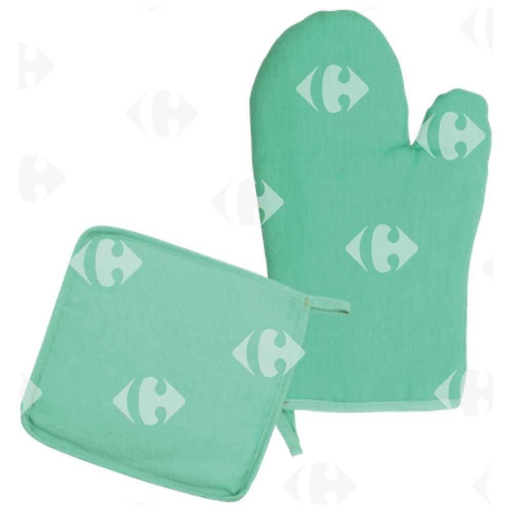 [553782] Lot Gant Apx 18x30cm + Manique de cuisine Apx 20x20cm