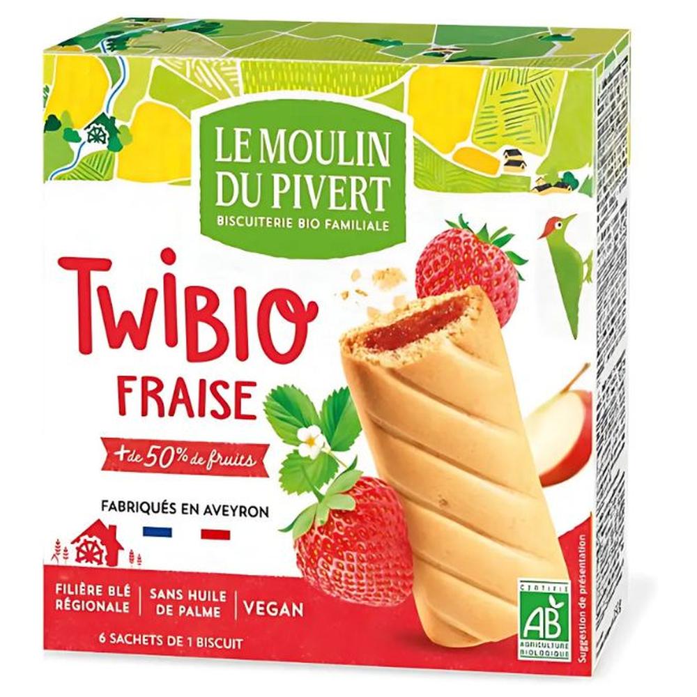 [726044] Biscuit Twibio Fourré Fraise Le Moulin du Pivert 150g