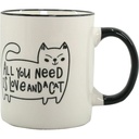 Mug Porcelaine Blanc Cat avec Manche Noir Kasa 32 cl