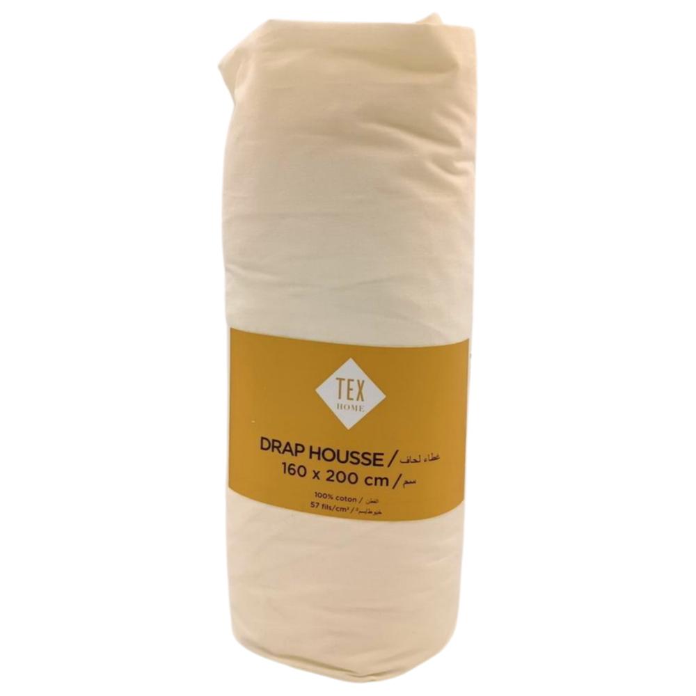 Drap Housse Ecru Tex Home 160x200cm.