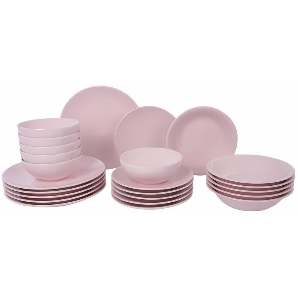 [681967] Service à Vaisselle en Porcelaine Rose 24 pièces