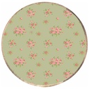 Plat à Servir Rond Porcelaine et Bois Fleurs Vert Kasa 30 cm