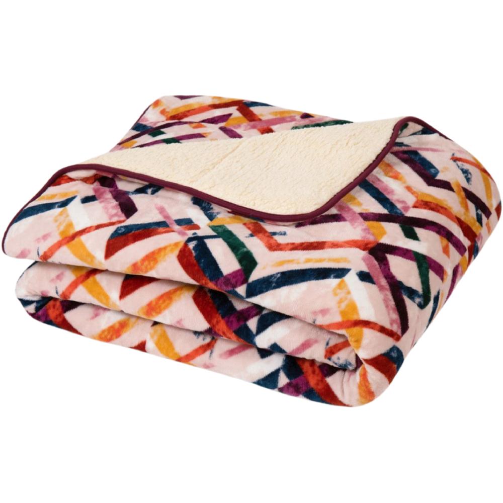 [688728] Couette en Flanelle avec 2 faces Imprimée Mouton Géométrique 240x220cm.