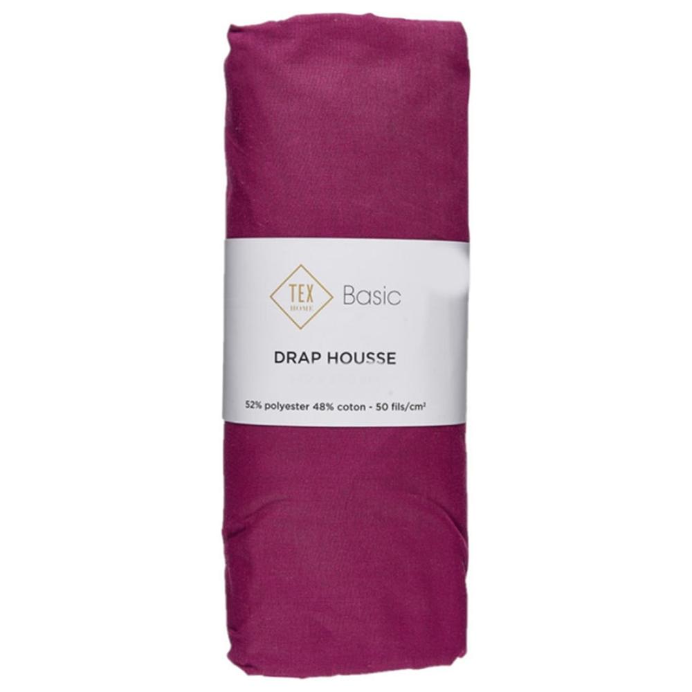 [667594] Drap Housse Prune Tex Home 140x200cm.